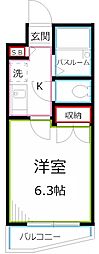 ル・フリメール 1Kの間取図画像