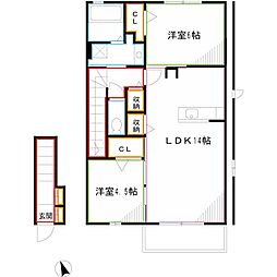 北野翠亭1 2LDKの間取図画像