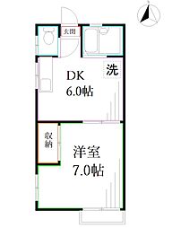 コーポビリジアン 1DKの間取図画像