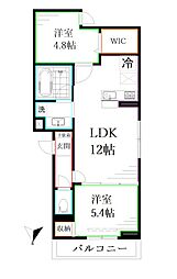 D-PRECIOUS深大寺東町 2LDKの間取図画像