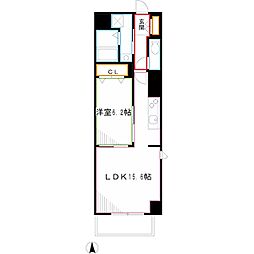 グランシャルール武蔵境 1LDKの間取図画像