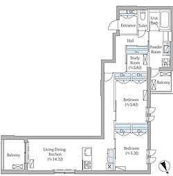 サクラガーデン武蔵小金井 2SLDKの間取図画像