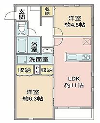 ラシーネセレッソ 2LDKの間取図画像