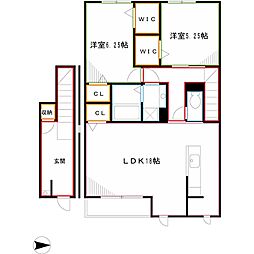 エアリクスC 2LDKの間取図画像