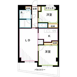 フェリス三鷹 2LDKの間取図画像