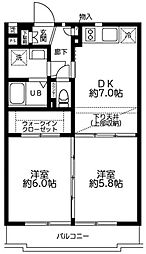 レジディア吉祥寺 1階2DKの間取り