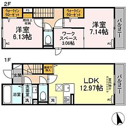 グラナーデ高井戸東 2階2SLDKの間取り