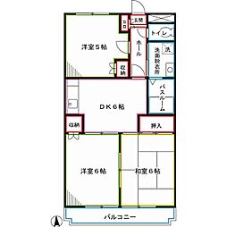 パールマンションオザキ 3DKの間取図画像