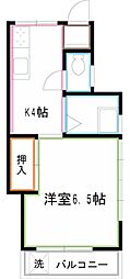 脇田ハイム 1Kの間取図画像
