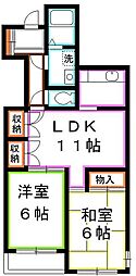 シャトーベリョーザ 2LDKの間取図画像