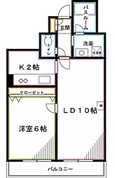 パローマIOGI 1LDKの間取図画像