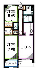 アンソレイユ吉祥寺 2LDKの間取図画像
