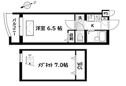 ラ・フローラ武蔵野1 2Kの間取図画像