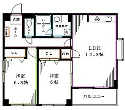 カサベラ 2LDKの間取図画像
