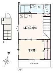 杉並区荻窪1丁目アパート 1LDKの間取図画像