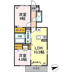 ウォールナッツガーデン 2LDKの間取図画像