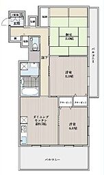 フルールメゾン田村 3DKの間取図画像