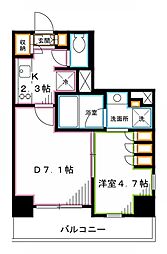 パークアクシス東高円寺 1DKの間取図画像