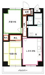 エクリーンミタカ 2LDKの間取図画像