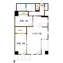 グランシャルール武蔵境 2LDKの間取図画像