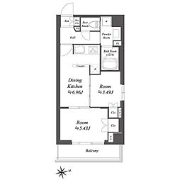 杉並区荻窪2丁目マンション 2DKの間取図画像