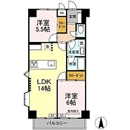 カサグランデエラン 2LDKの間取図画像