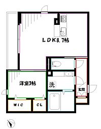 ソレール西久保 1LDKの間取図画像