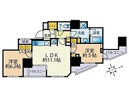 プレミスト三鷹 2LDKの間取図画像