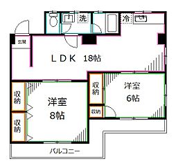 サトウマンション 2LDKの間取図画像