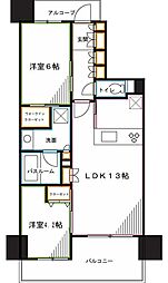 レジデンシャル東中野 2LDKの間取図画像