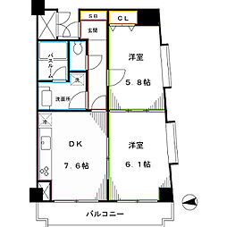 ロイヤルプラザ中野 2DKの間取図画像