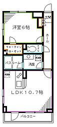プラムガーデン関根 1LDKの間取図画像