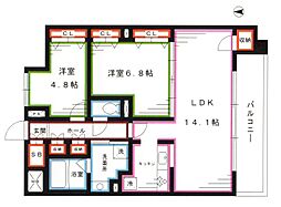 ヤサビアン 2LDKの間取図画像