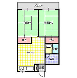 野崎コーポ 2DKの間取図画像