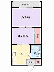 平和コーポ 2Kの間取図画像