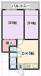 ハイツ北之町A棟 2DKの間取図画像