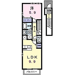モルティコートA 1LDKの間取図画像