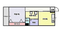 No.3香里ニューハイツ 1DKの間取図画像