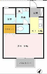 Sパセオ 1Kの間取図画像