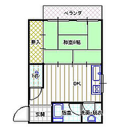 清水マンション第一 1DKの間取図画像