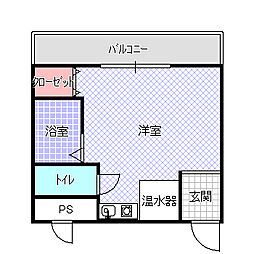 トゥ・レ・ジュー ワンルームの間取図画像
