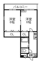 ハイツ竹 2Kの間取図画像