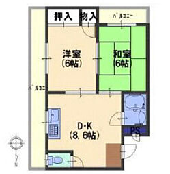 メゾン深野 2DKの間取図画像