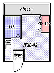 トモエハイツ5号館 ワンルームの間取図画像