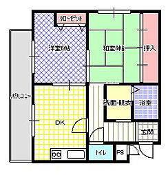 レジデンスJOY 2DKの間取図画像