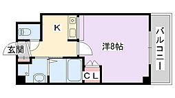 サンフレンドユー 1Kの間取図画像