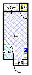 プレアール上神田 ワンルームの間取図画像
