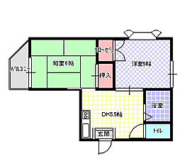カールハイツ寝屋川2 2DKの間取図画像