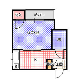サンシャイン香里園V ワンルームの間取図画像