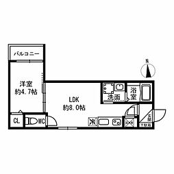 KvellGarden香里 1LDKの間取図画像